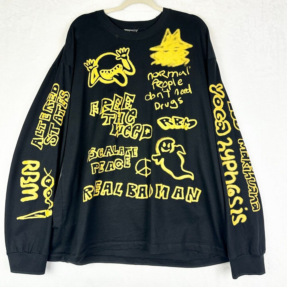 Real Bad Man Youth Party Long Sleeve Tee Shirt Size XXL Organic Cotton AOP
